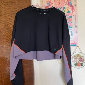 Under Armour Black and Pink Crop Hoodie